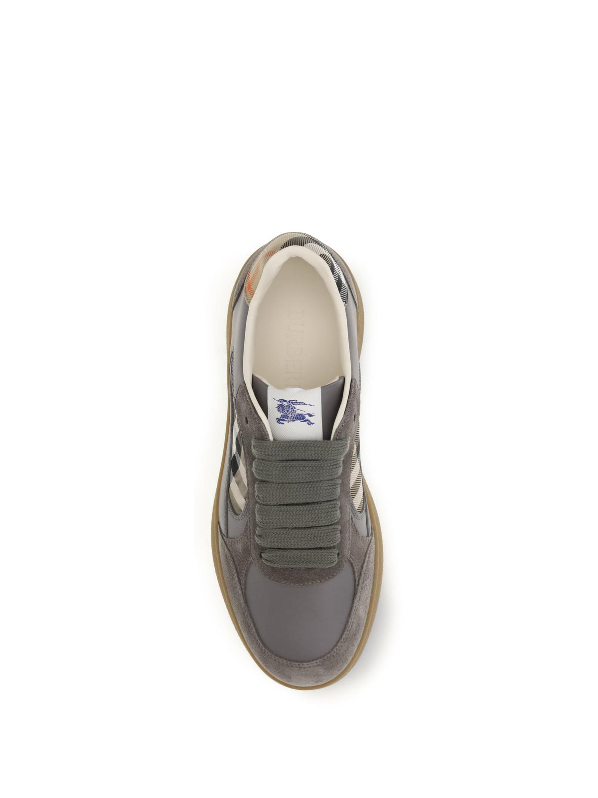 Burberry Men Terrace Leather And Check Sneakers