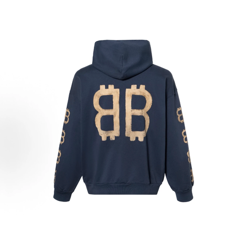 Balenciaga Bitcoin BB Logo Hoodie Unisex Navy Blue