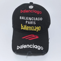 Balenciaga Multi‑Logo Distressed Baseball Cap Unisex Black