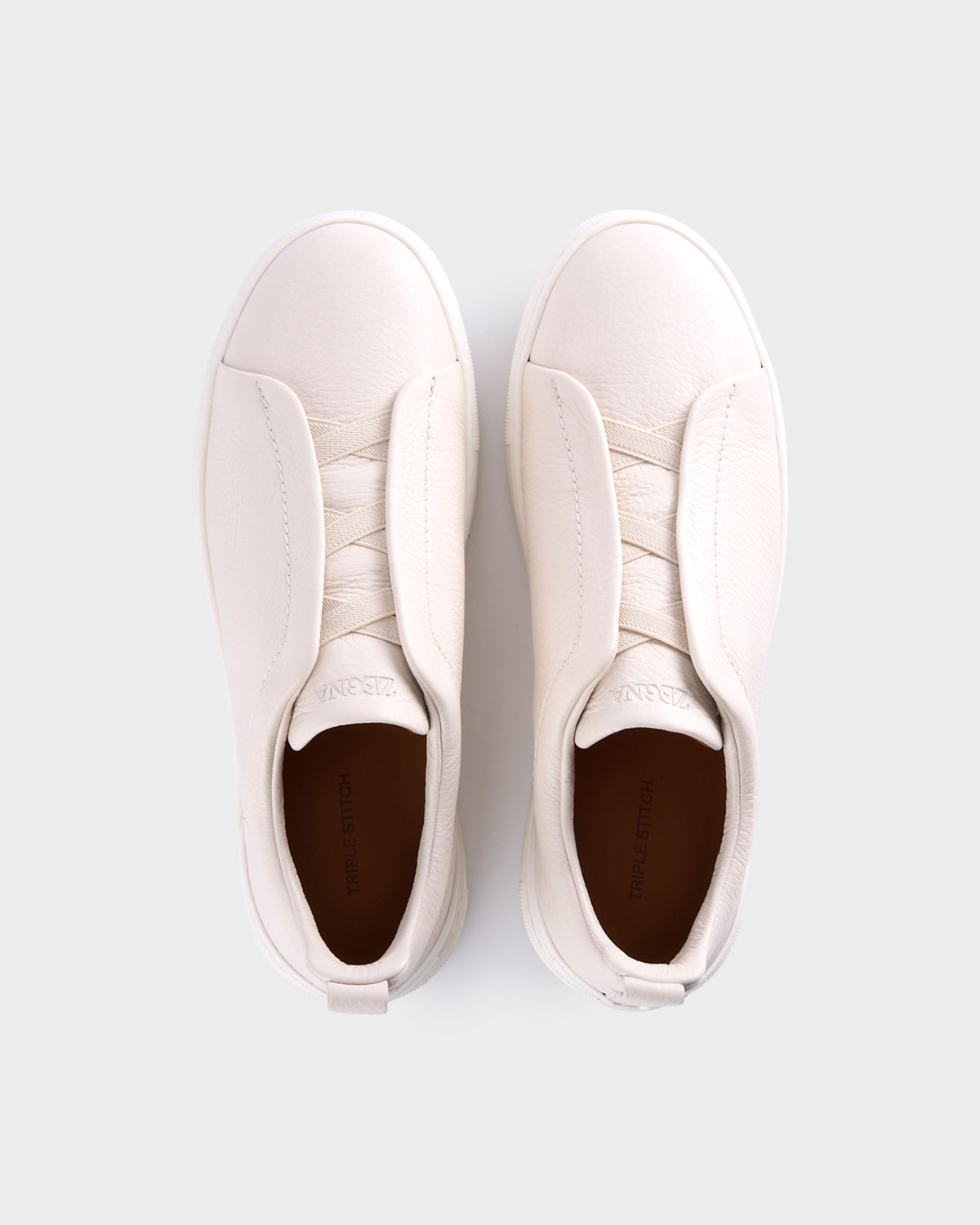 Off White Deerskin Triple Stitch Sneakers