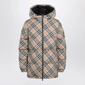 Burberry - Hooded check nylon puffer jacket in sand